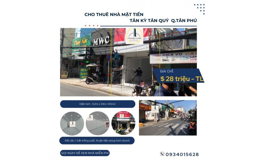 SỐC-Cho thuê nhà  Tân Sơn Nhì 3 Lầu, DTSD: 158m2, 14Triệu